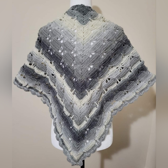 SOLD-Handmade Crochet Butterfly Shawl - Picture 1 of 3